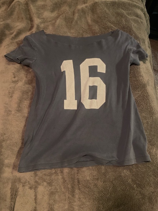 Brandy Melville Tops - Brandy Melville Blue Short Sleeve Tee with White '16' Graphic